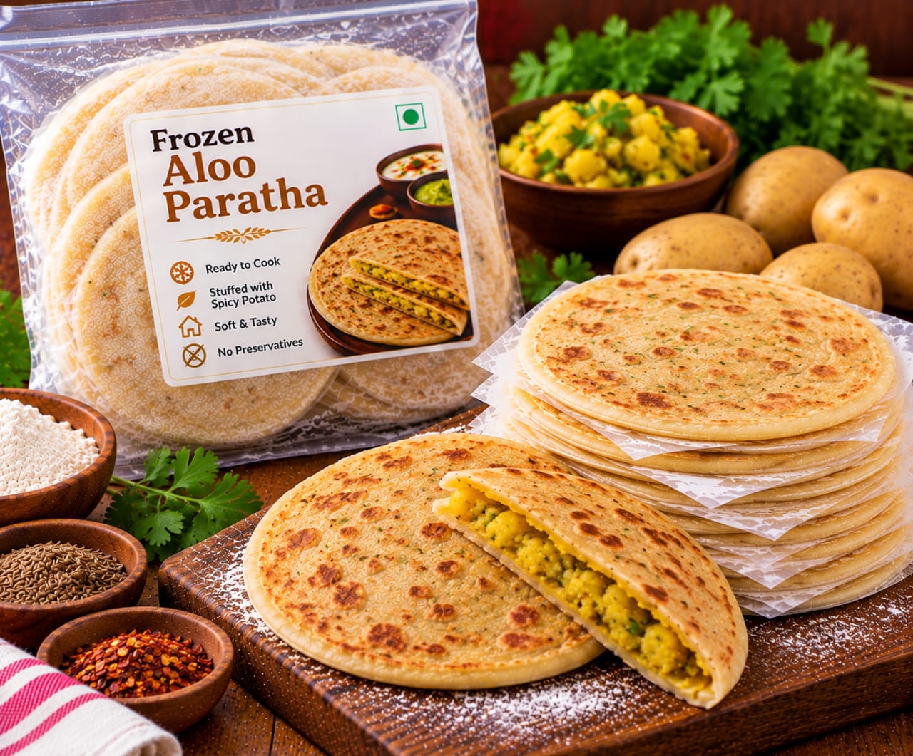 ফ্রোজেন আলু পরোটা (১০ পিস) - Frozen Aloo Paratha (10 Pcs)