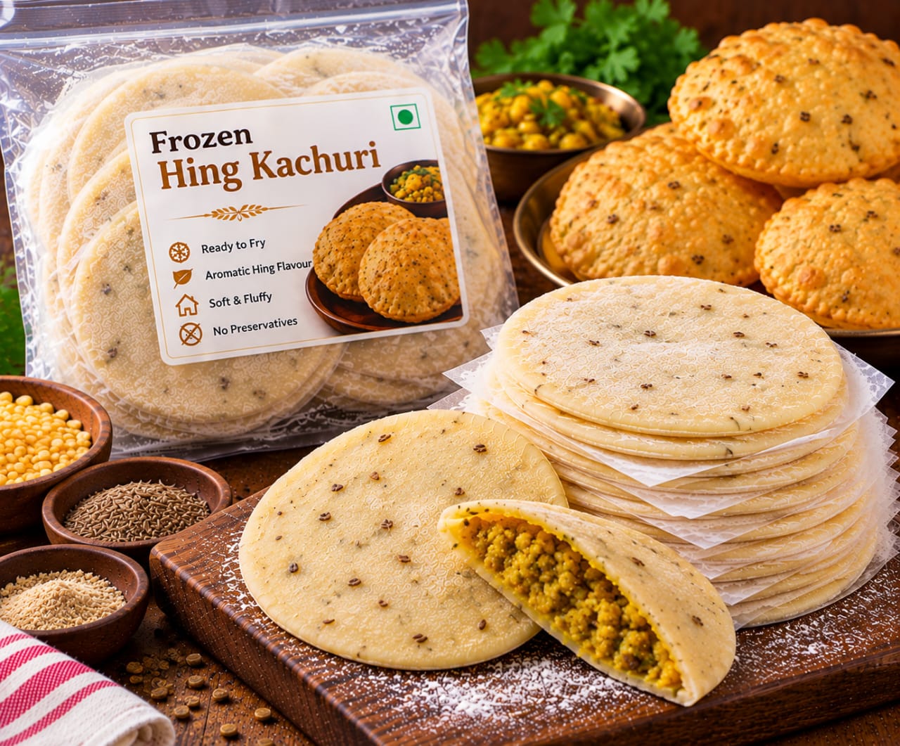 ফ্রোজেন হিং কচুরি (১০ পিস) - Frozen Hing Kachuri (10 Pcs)