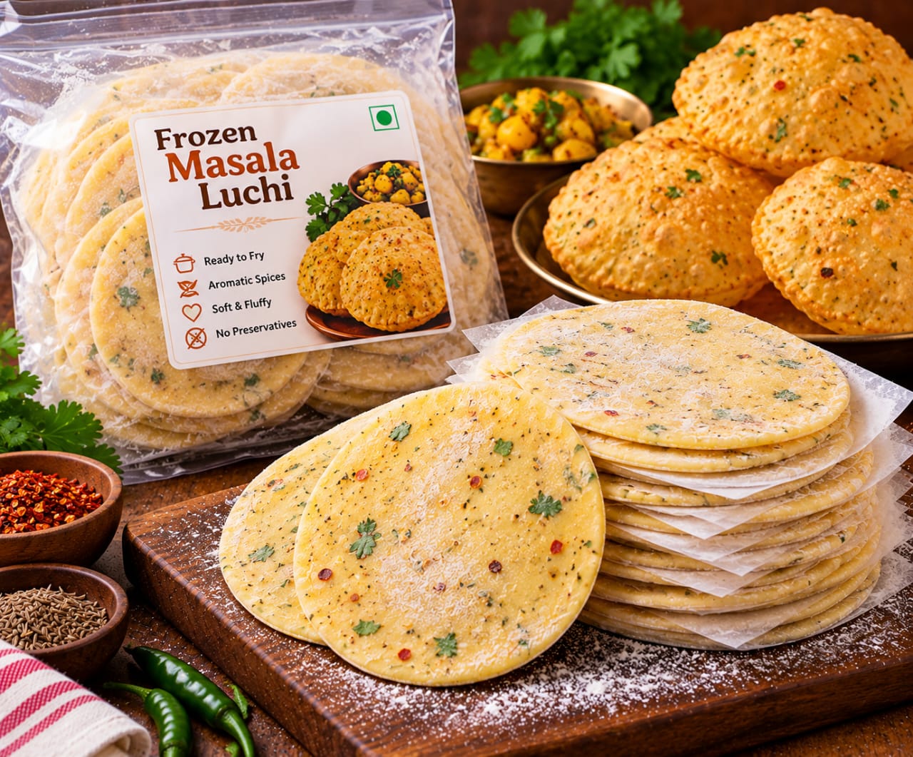 ফ্রোজেন মশলা লুচি (১৫ পিস) - Frozen Masala Luchi (15 Pcs)